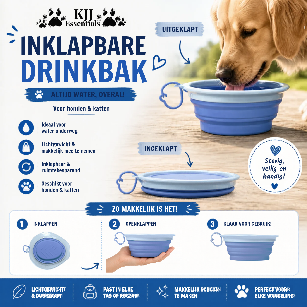 Inklapbare drinkbak Blauw